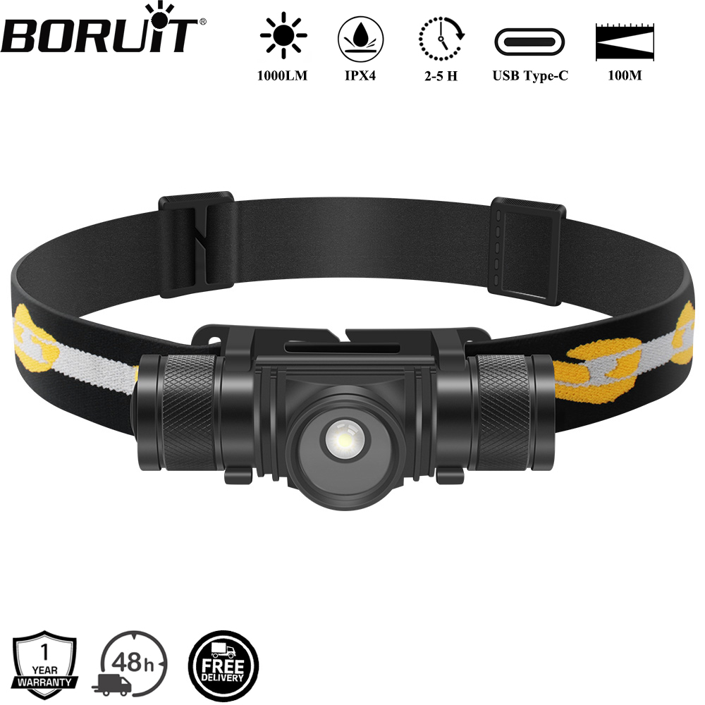 Lolin D32 - BORUiT D20 ズーム LED ヘッドランプ 1000LM