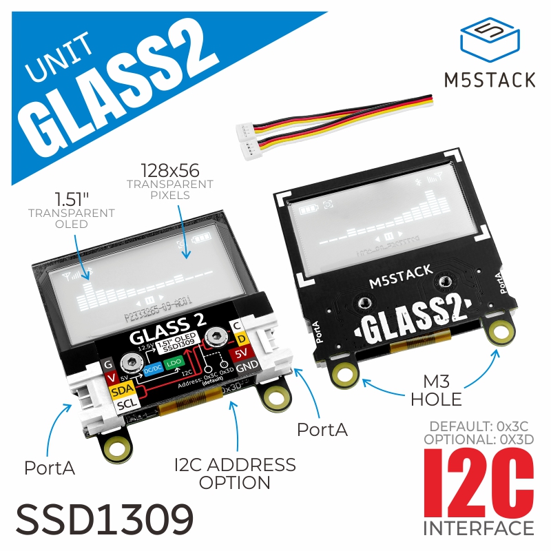 M5スタック公式oledglass2ユニット、1.51 